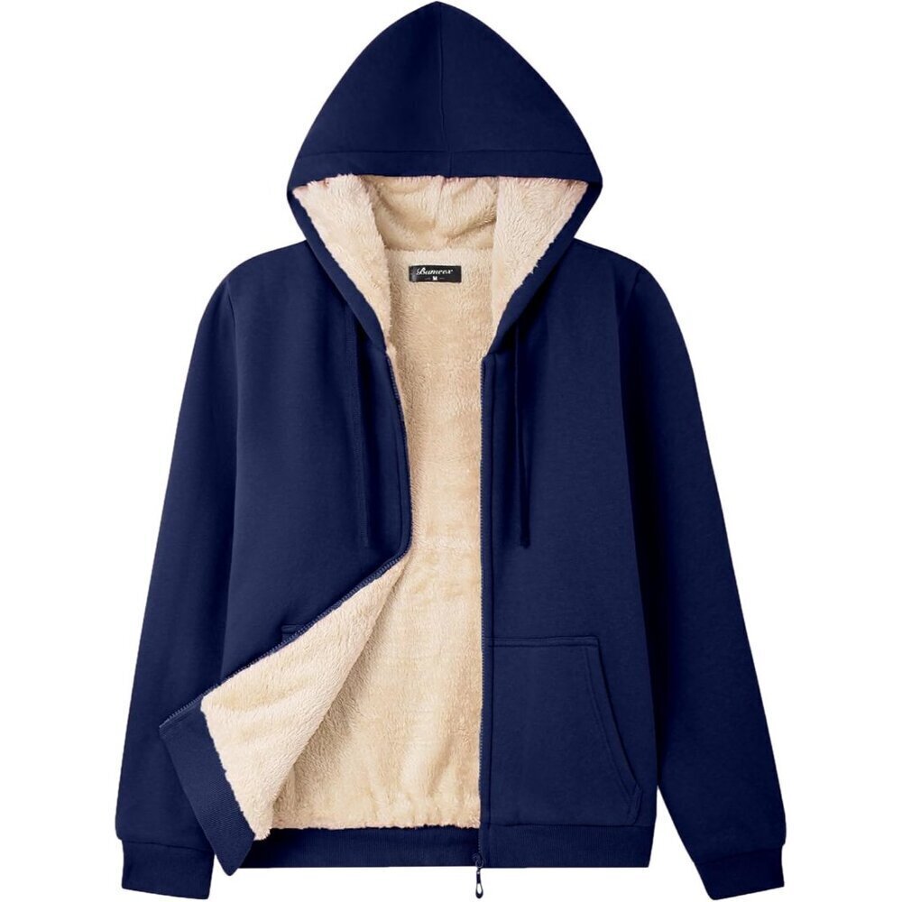Women's Fleece Lined Zip Up Hoodie Cotton Blend Cozy Warm Jacket